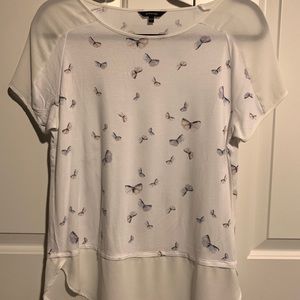 White butterfly t-shirt blouse from RW&co